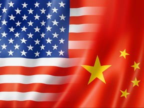 U.S. and Chinese flag.