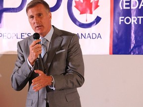Maxime Bernier, leader of the People's Party of Canada, speaks during a party event at the Stonebridge Hotel in Fort McMurray on Tuesday, July 9, 2019.