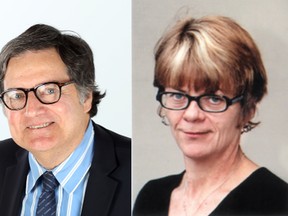 Toronto Sun columnist Lorrie Goldstein, left, and National Post columnist Christie Blatchford