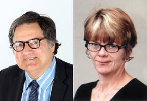 Toronto Sun columnist Lorrie Goldstein, left, and National Post columnist Christie Blatchford