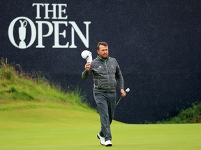Graeme McDowell of Northern Ireland reacts to his putt on the 18th green during the final round of the 148th Open Championship held on the Dunluce Links at Royal Portrush Golf Club on July 21, 2019 in Portrush, U.K.