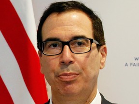U.S. Treasury Secretary Steven Mnuchin speaks during a news conference at the G7 finance ministers and central bank governors meeting in Chantilly, near Paris, France, July 18, 2019.