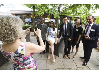 Naomi Colford, 19 of Sydney, Nova Scotia was crowned Miss World Canada 2019 on Saturday night at the Toronto Centre for the Arts Lyric theatre. She was at Markham's Edward Hotel posing for pictures with well-wishers including Wing On Li (on left of Colford) on Sunday July 28, 2019. Jack Boland/Toronto Sun/Postmedia Network
