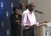 Peel Regional Police held a news conference regarding the July 8 homicide of Jackline Keji Gore, 24, on Friday, July 19, 2019. The victim’s family — her mother Mary Wani (black dress), father David Gore (grey shirt), cousin James Swaka (at podium) and community leader Alfred Rombe (obsured behind relatives) — was in attendance. (Jane Stevenson/Toronto Sun/Postmedia Network)