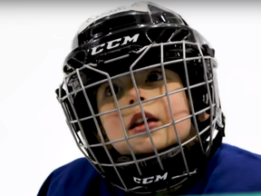 Mason, 4, was mic'd up during a hockey practice  by his father Jeremy Rupke, of Howtohockey.com, and the video has been viewed more than 10 million times on YouTube. (screenshot from YouTube)