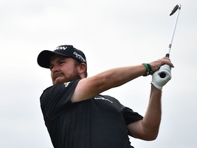 Ireland's Shane Lowry tees off on the 16th hole during the third round of the British Open golf Championships at Royal Portrush golf club in Northern Ireland on July 20, 2019.