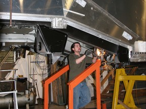 A worker at the Thunder Bay Bombardier plant.