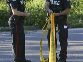 Police investigate after a shooting on Cobblestone Dr. in North York on Monday July 1, 2019.