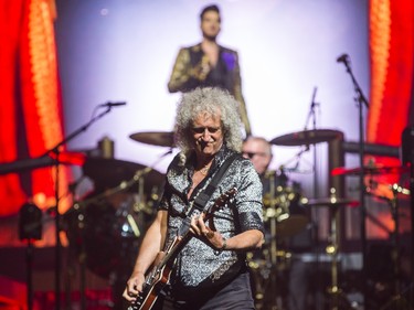Queen + Adam Lambert perform at the Scotiabank Arena in Toronto, Ont. on Sunday July 28, 2019. On the guitar is Brian May, Roger Taylor on drums, and on vocals in the back is Adam Lambert. Ernest Doroszuk/Toronto Sun/Postmedia