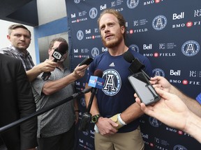 Veteran linebacker Bear Woods has been place on the Argonauts' practice roster for now. (Jack Boland/Toronto Sun)