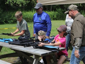 Children had a chance to win prizes by hitting targets at the pellet gun range Saturday at Delta Waterfowl's annual Duck Day event near Vittoria. (SUSAN GAMBLE / BRANTFORD EXPOSITOR)