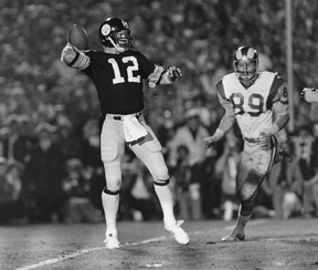 Pittsburgh Steelers quarterback Terry Bradshaw set a national high school record in javelin. (AP FILES)