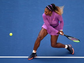 Serena Williams of the United States returns a shot during of her Women's Singles round three match against Karolina Muchova of the Czech Republic on day five of the 2019 US Open at the USTA Billie Jean King National Tennis Center on August 30, 2019 in Queens borough of New York City. (Emilee Chinn/Getty Images)