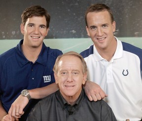 The Mannings, Eli (left), dad Archie (centre) and Peyton, have deep connections to the shortstop position. (AP PHOTO)