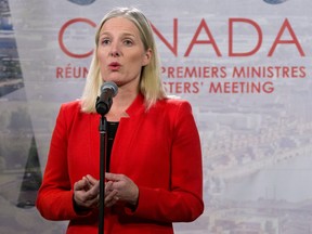 FILE PHOTO: Canada's Environment Minister Catherine McKenna speaks to the press following the First Ministers' Meeting in Montreal, Quebec, Canada, December 7, 2018. REUTERS/Christinne Muschi/File Photo ORG XMIT: FW1