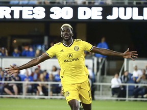 Forward Gyasi Zardes leads the Columbus Crew in goals this season with nine.  The Crew plays Toronto FC on Saturday at Mapfre Stadium. Kelley L Cox-USA TODAY Sports