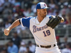 Atlanta Braves relief pitcher Shane Greene pitches against the Cincinnati Reds during the 10th inning at SunTrust Park. Dale Zanine-USA TODAY Sports