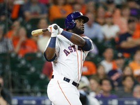 Going into Thursday’s games, Houston’s Yordan Alvarez was second in RBIs and home runs among rookies in the 
American League. (Getty images)