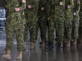 A contingent of Canadian Armed Forces members participating in the Nijmegen Marches Departure Parade at the Canadian War Museum on July 9, 2019.