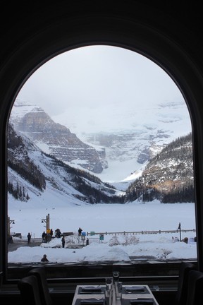 Stunning views from the Fairview room at Fairmont Chateau Lake Louise. (Kevin Hann)