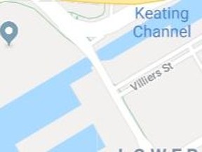 Google Maps shows the Cherry St. bridge over the Keating Channel.
