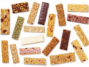 A variety of healthy granola bars.