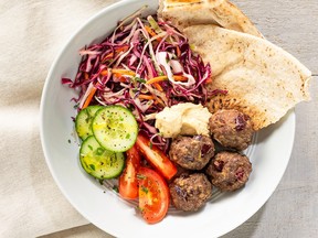 Moroccan Meatballs with Herbed Slaw - courtesy Canada Beef