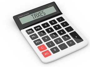 3d rendering of calculator with taxes refund text