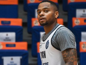 BCM Gravelines’ new player of US DJ Cooper attends a training session at the Sortica sports complex in Gravelines, northern France, on September 29, 2017.
