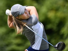 Jennifer Kupcho tees off on the 10th hole in the first round of the CP Women's Open at Magna Golf Club in Aurora, Ont., on Thursday, Aug. 22, 2019.