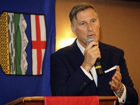 People's Party of Canada Leader Maxime Bernier speaks to a crowd during a town hall in Red Deer, Alta., on July 11, 2019.