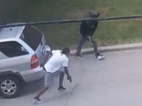 An image released by Toronto Police of two men involved in a shooting July 15, 2019 on Pengarth Court.