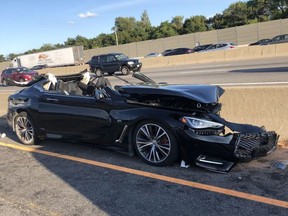 One of two vehicles involved in a fatal alleged impaired driving condition on Hwy. 401 near Keele on Aug. 17, 2019. (OPP_HSD)