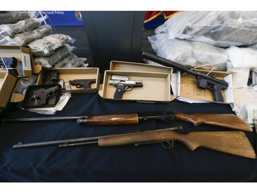 York Regional Police unveiled drugs (meth, cocaine, fentanyl, cannabis bound for U.S.), weapons and proceeds of crime during two unrelated Projects called Zen and Moon targeting organized crime arresting 49 people on Thursday August 8, 2019. Jack Boland/Toronto Sun/Postmedia Network