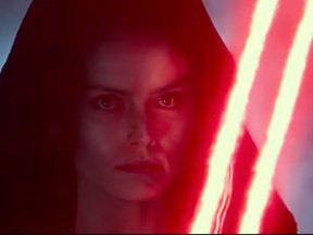 Rey wields a double-sided lightsaber in new footage from Star Wars: The Rise of Skywalker. (LucasFilm)