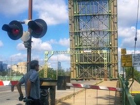 The reluctant Cherry St. single leaf lift bridge that stopped lifting. Opened in 1968, the bridge worked well until it blew a bearing in 2010. A replacement was finally found in a parts drawer in Sweden and the bridge was back in business in June of the following year.