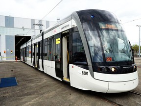 One of the new light rail vehicles that will operate on the new Crosstown line.