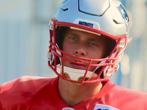 New England Patriots quarterback Tom Brady attends joint practice with the Detroit Lions, at the Lions' headquarters and practice fields in Allen Park, Mich., August 5, 2019. (John Kryk/Postmedia Network)