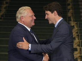 Ontario Premier Doug Ford met with Prime Minister Justin Trudeau at Queens Park in Toronto, Ont. on Thursday July 5, 2018.