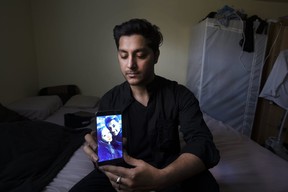 Widower Amandeep Luthra grieves for his wife Ruma Amar, an innocent bystander shot to death outside of a bowling alley last year.