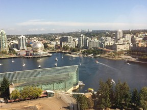 Overlooking False Creek Harbour from JW Marriott at Parq in downtown Vancouver. (Kevin Hann)