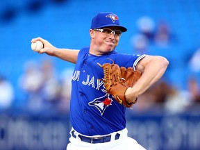 Blue Jays’ Trent Thornton delivers a pitch against the Houston Astros on Friday. (Getty images)