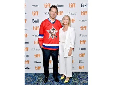 (L-R) Gabe Polsky and Christina Stiles attend the "Red Penguins" photo call during the 2019 Toronto International Film Festival at Scotiabank Theatre on Sept. 5, 2019, in Toronto.