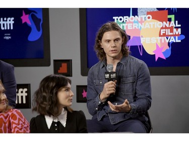 Evan Peters attends the "I Am Woman" press conference during the 2019 Toronto International Film Festival at TIFF Bell Lightbox on September 06, 2019 in Toronto, Canada.