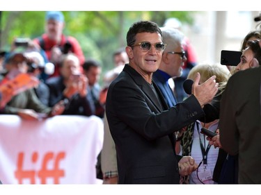 Antonio Banderas attends the "Pain And Glory" premiere during the 2019 Toronto International Film Festival at Ryerson Theatre 
on Sept. 6, 2019 in Toronto.