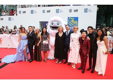 (L-R) Chloe Bennet, Frank Zhu, Jill Culton, Peilin Chou, Suzanne Buirgy, Todd Wilderman, Sarah Paulson, Albert Tsai, Tenzing Norgay Trainor, and Michelle Wong attend the "Abominable" premiere during the 2019 Toronto International Film Festival at Roy Thomson Hall on Sept. 7, 2019 in Toronto.