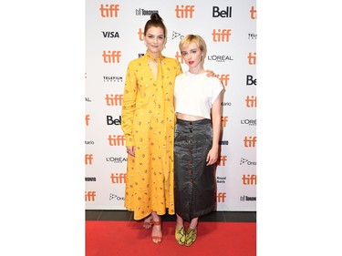 (L-R) Amber Anderson and Kacey Rohl attend the "White Lie" photo call during the 2019 Toronto International Film Festival at TIFF Bell Lightbox on Sept. 7, 2019 in Toronto.