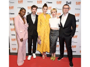 (L-R) Zahra Bentham, Calvin Thomas,  Amber Anderson, Kacey Rohl and Yonah Lewis attend the "White Lie" photo call during the 2019 Toronto International Film Festival at TIFF Bell Lightbox on Sept. 7, 2019 in Toronto.