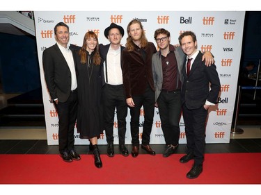 (L-R) Brandon Miller, Lauren Jacobson, Jeremiah Fraites, Wesley Schultz, Stelth Ulvang, and Byron Isaacs of The Lumineers attend the "III" premiere during the 2019 Toronto International Film Festival at TIFF Bell Lightbox on Sept. 8, 2019, in Toronto.