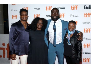 (L-R) Stephan James, guest, Shamier Anderson, and guest attend "Endings, Beginnings" premiere during the 2019 Toronto International Film Festival at Ryerson Theatre on Sept. 8, 2019, in Toronto.
